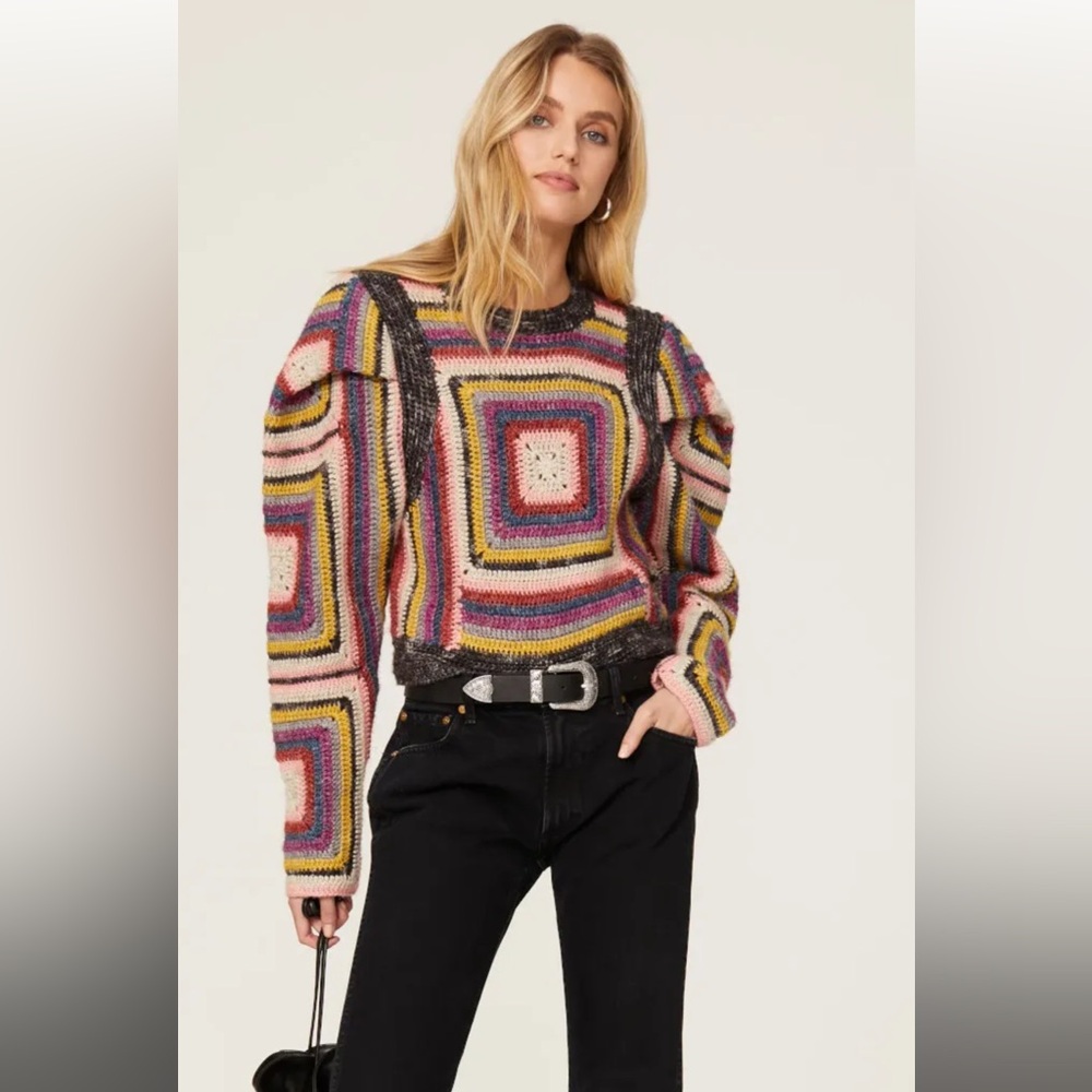 Sea New York Bette Crochet Multi Sweater XS